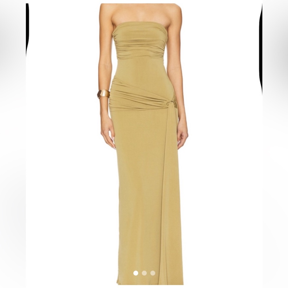 Lovers + Friends Strapless Adley Gown pale olive green